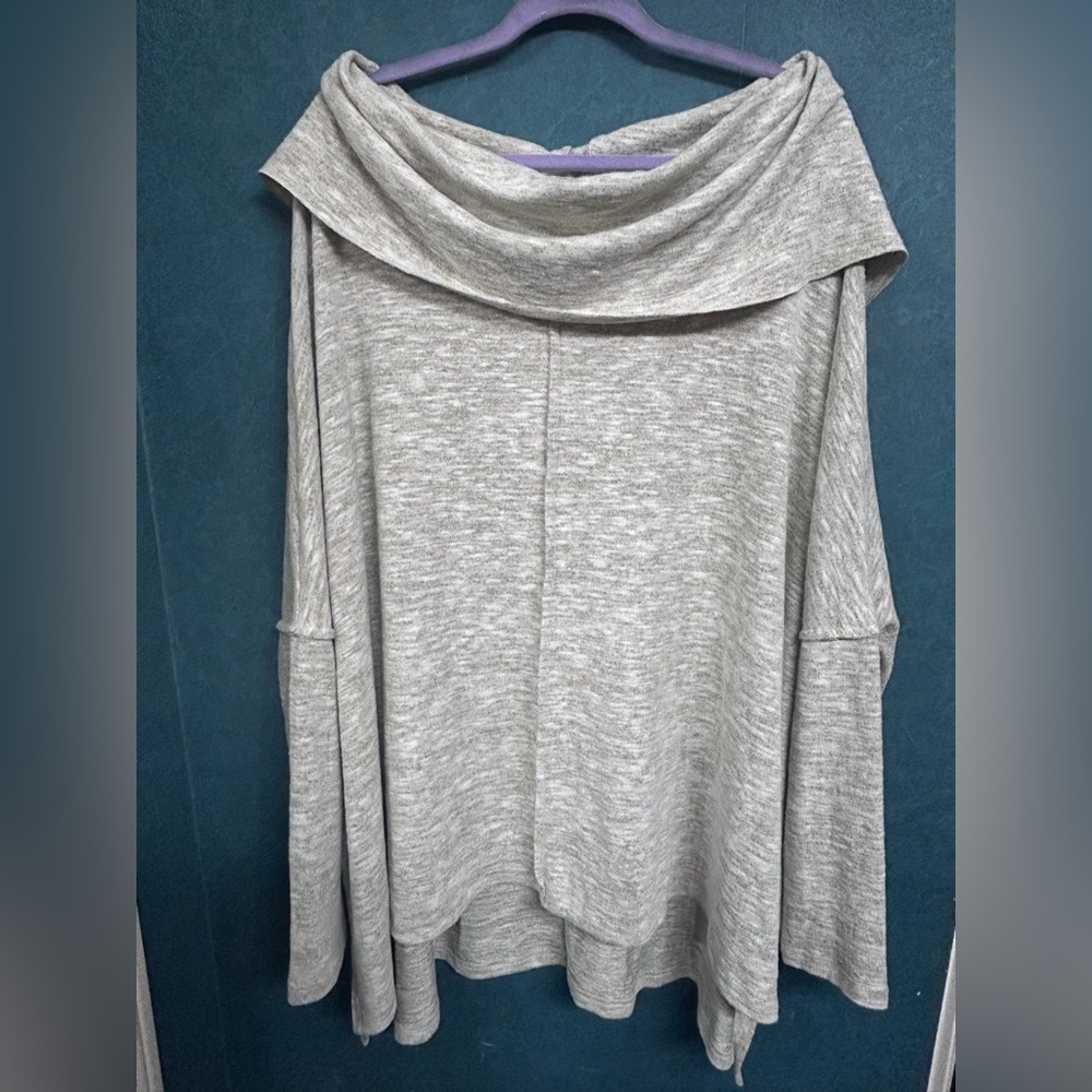 NWT L Easel Heathered Taupe Cowl Neck Sweater